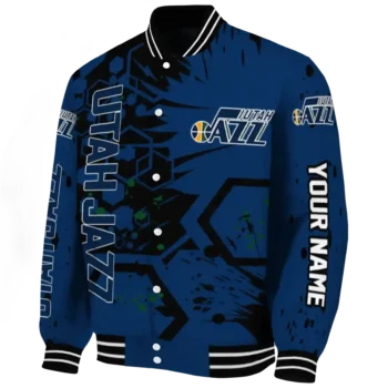 custom utah jazz hexagon cluster navy black varsity jacket best selling.webp