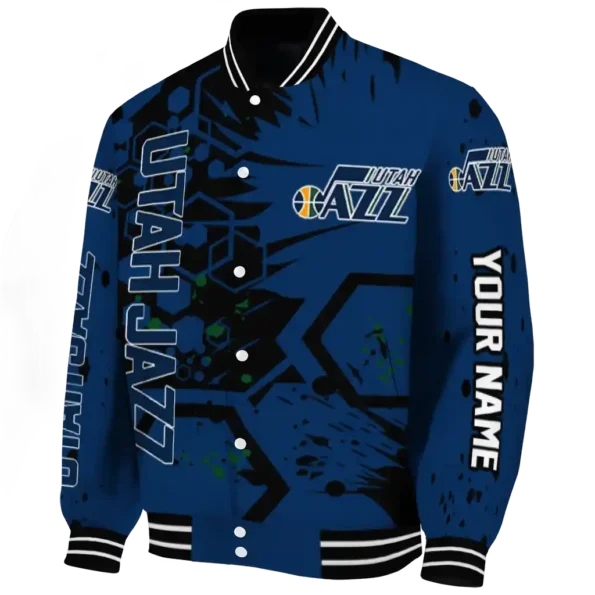 custom utah jazz hexagon cluster navy black varsity jacket best selling.webp