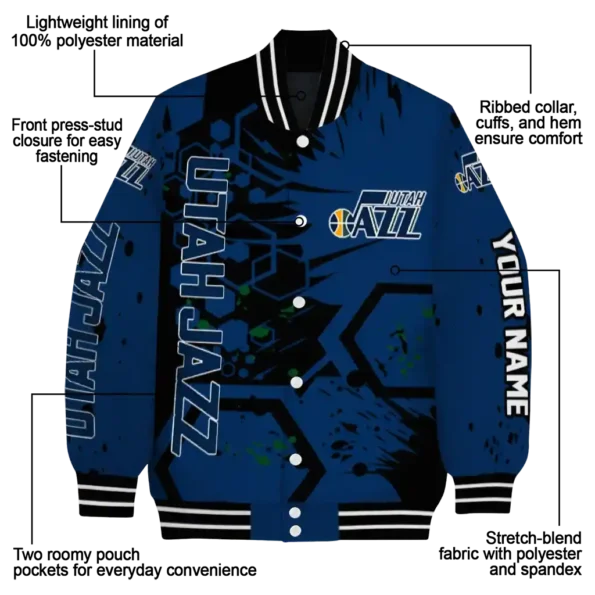 custom utah jazz hexagon cluster navy black varsity jacket new arrival.webp