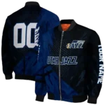custom utah jazz hexagon mesh navy black bomber jacket best selling