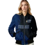 custom utah jazz hexagon mesh navy black bomber jacket best selling