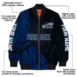 custom utah jazz hexagon mesh navy black bomber jacket best selling