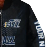 custom utah jazz hexagon mesh navy black bomber jacket best selling