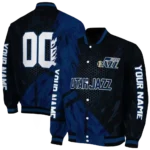 custom utah jazz hexagon mesh navy black varsity jacket best selling.webp