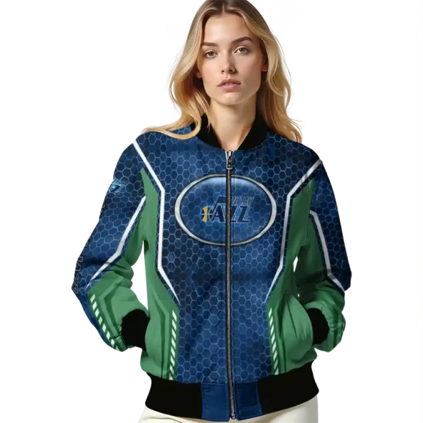 custom utah jazz power plate navy bomber jacket latest model