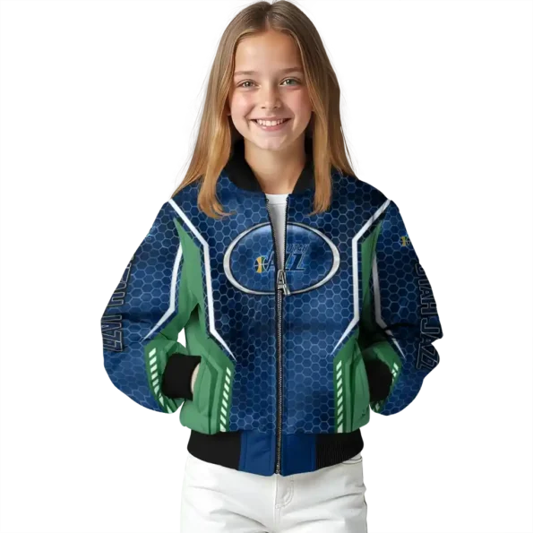 custom utah jazz power plate navy bomber jacket top rated