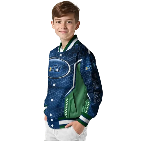 custom utah jazz power plate navy varsity jacket trendy.webp