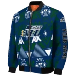 custom utah jazz pyramid shapes navy bomber jacket best selling