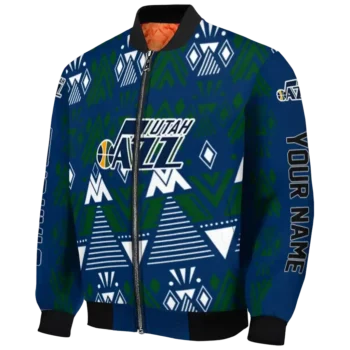 custom utah jazz pyramid shapes navy bomber jacket best selling