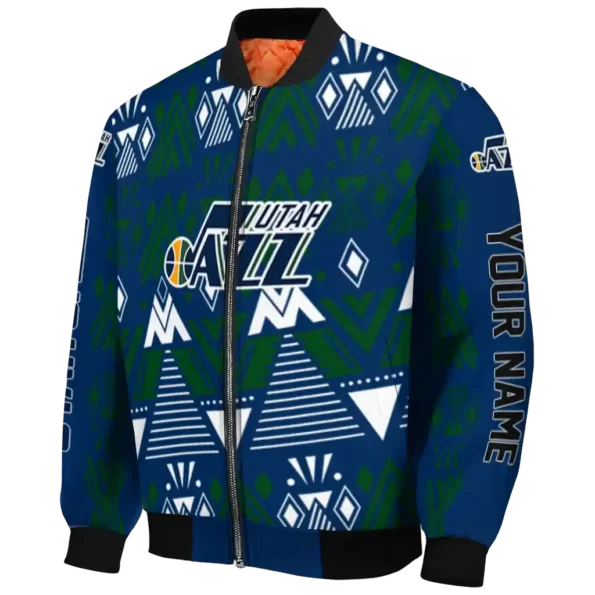 custom utah jazz pyramid shapes navy bomber jacket best selling