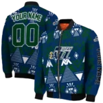 custom utah jazz pyramid shapes navy bomber jacket best selling