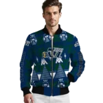 custom utah jazz pyramid shapes navy bomber jacket best selling
