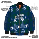 custom utah jazz pyramid shapes navy bomber jacket best selling