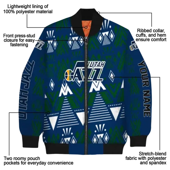 custom utah jazz pyramid shapes navy bomber jacket new arrival