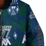 custom utah jazz pyramid shapes navy bomber jacket best selling