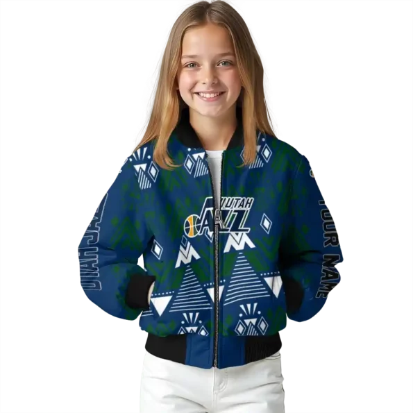 custom utah jazz pyramid shapes navy bomber jacket top rated
