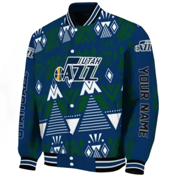 custom utah jazz pyramid shapes navy varsity jacket best selling.webp
