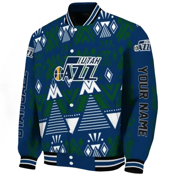custom utah jazz pyramid shapes navy varsity jacket best selling.webp