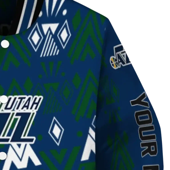 custom utah jazz pyramid shapes navy varsity jacket premium grade.webp