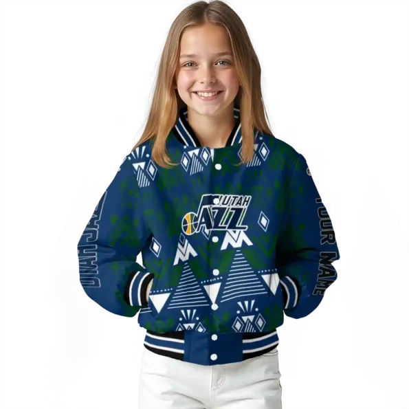 custom utah jazz pyramid shapes navy varsity jacket top rated.webp