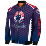 custom washington wizards hexagon grid blue bomber jacket best selling
