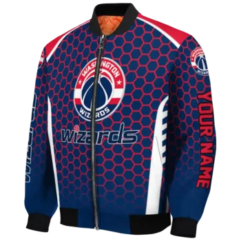 custom washington wizards hexagon grid blue bomber jacket best selling