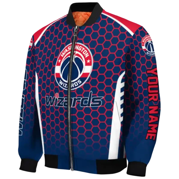 custom washington wizards hexagon grid blue bomber jacket best selling