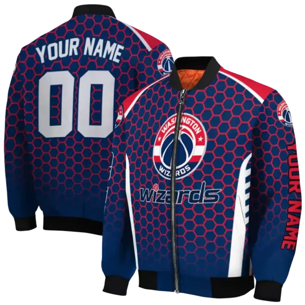 custom washington wizards hexagon grid blue bomber jacket fashion forward
