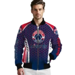 custom washington wizards hexagon grid blue bomber jacket best selling