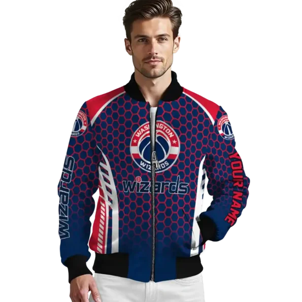 custom washington wizards hexagon grid blue bomber jacket high quality