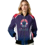 custom washington wizards hexagon grid blue bomber jacket best selling