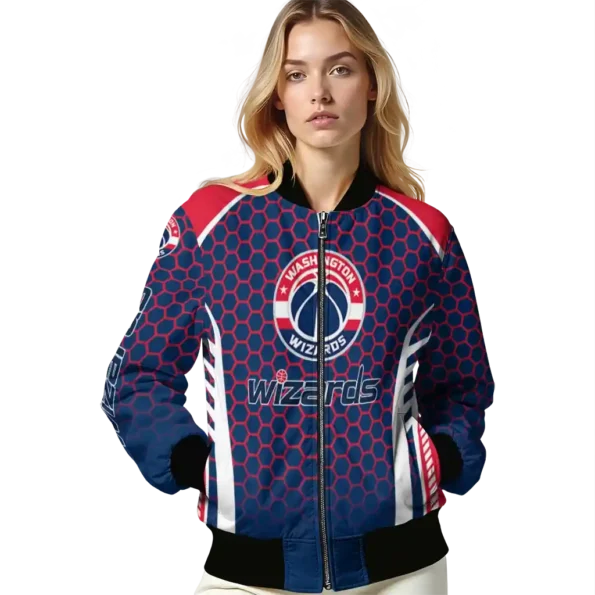 custom washington wizards hexagon grid blue bomber jacket latest model