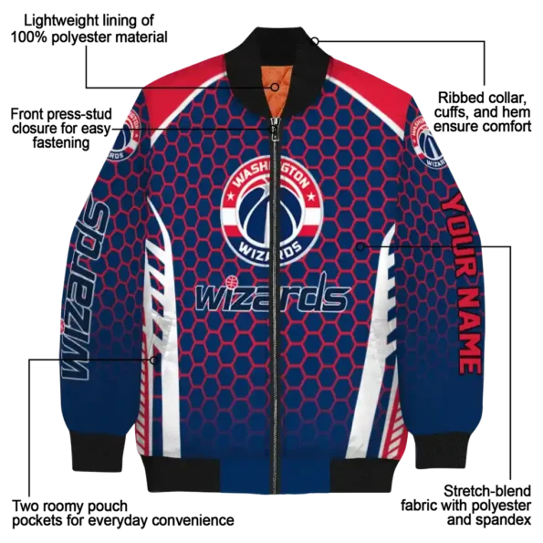 custom washington wizards hexagon grid blue bomber jacket new arrival