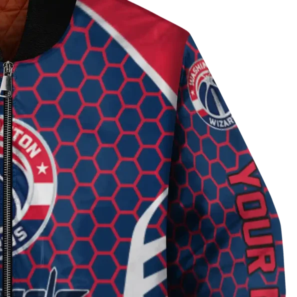 custom washington wizards hexagon grid blue bomber jacket premium grade