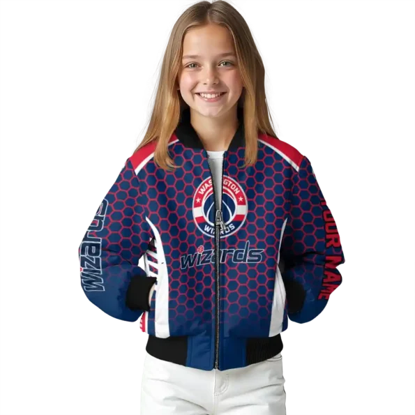 custom washington wizards hexagon grid blue bomber jacket top rated