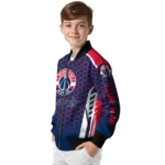 custom washington wizards hexagon grid blue bomber jacket best selling
