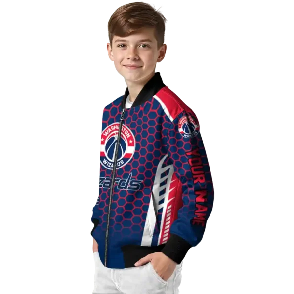 custom washington wizards hexagon grid blue bomber jacket trendy