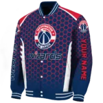 custom washington wizards hexagon grid blue varsity jacket best selling.webp