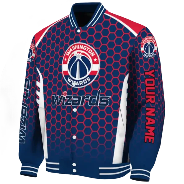 custom washington wizards hexagon grid blue varsity jacket best selling.webp