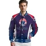 custom washington wizards hexagon grid blue varsity jacket best selling.webp