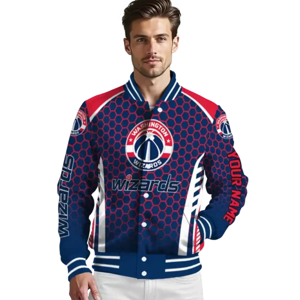 custom washington wizards hexagon grid blue varsity jacket high quality.webp