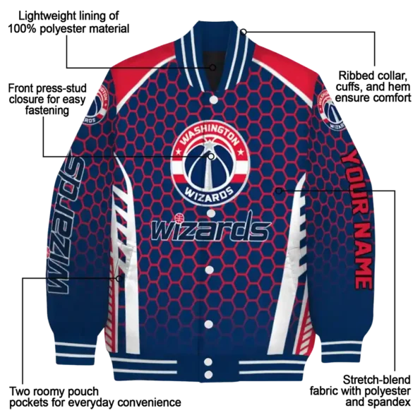 custom washington wizards hexagon grid blue varsity jacket new arrival.webp