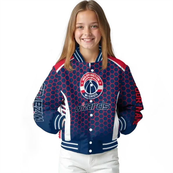 custom washington wizards hexagon grid blue varsity jacket top rated.webp