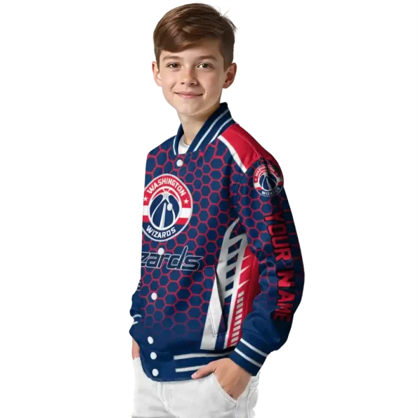 custom washington wizards hexagon grid blue varsity jacket trendy.webp