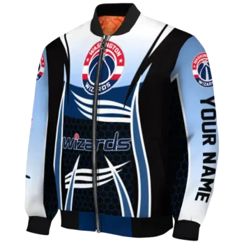 custom washington wizards mesh effect blue black bomber jacket best selling