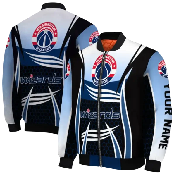 custom washington wizards mesh effect blue black bomber jacket fashion forward