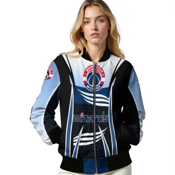 custom washington wizards mesh effect blue black bomber jacket latest model