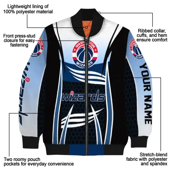 custom washington wizards mesh effect blue black bomber jacket new arrival