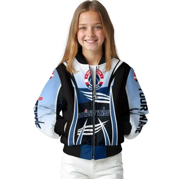 custom washington wizards mesh effect blue black bomber jacket top rated