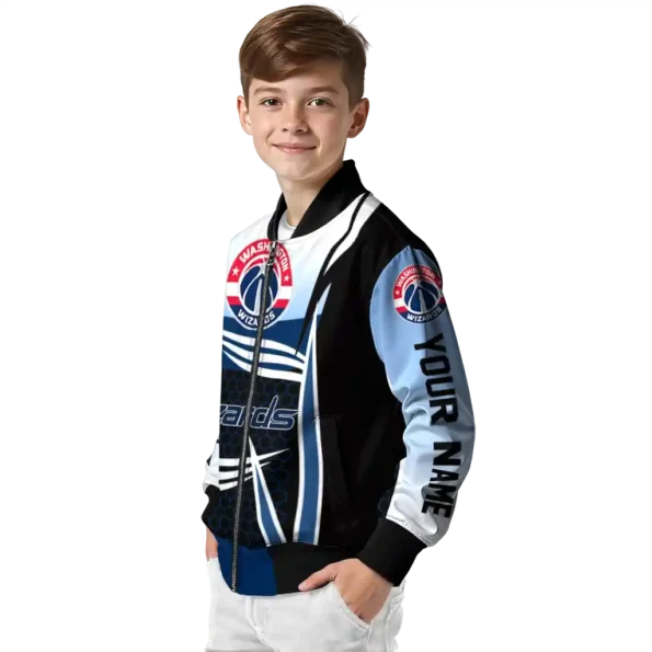 custom washington wizards mesh effect blue black bomber jacket trendy